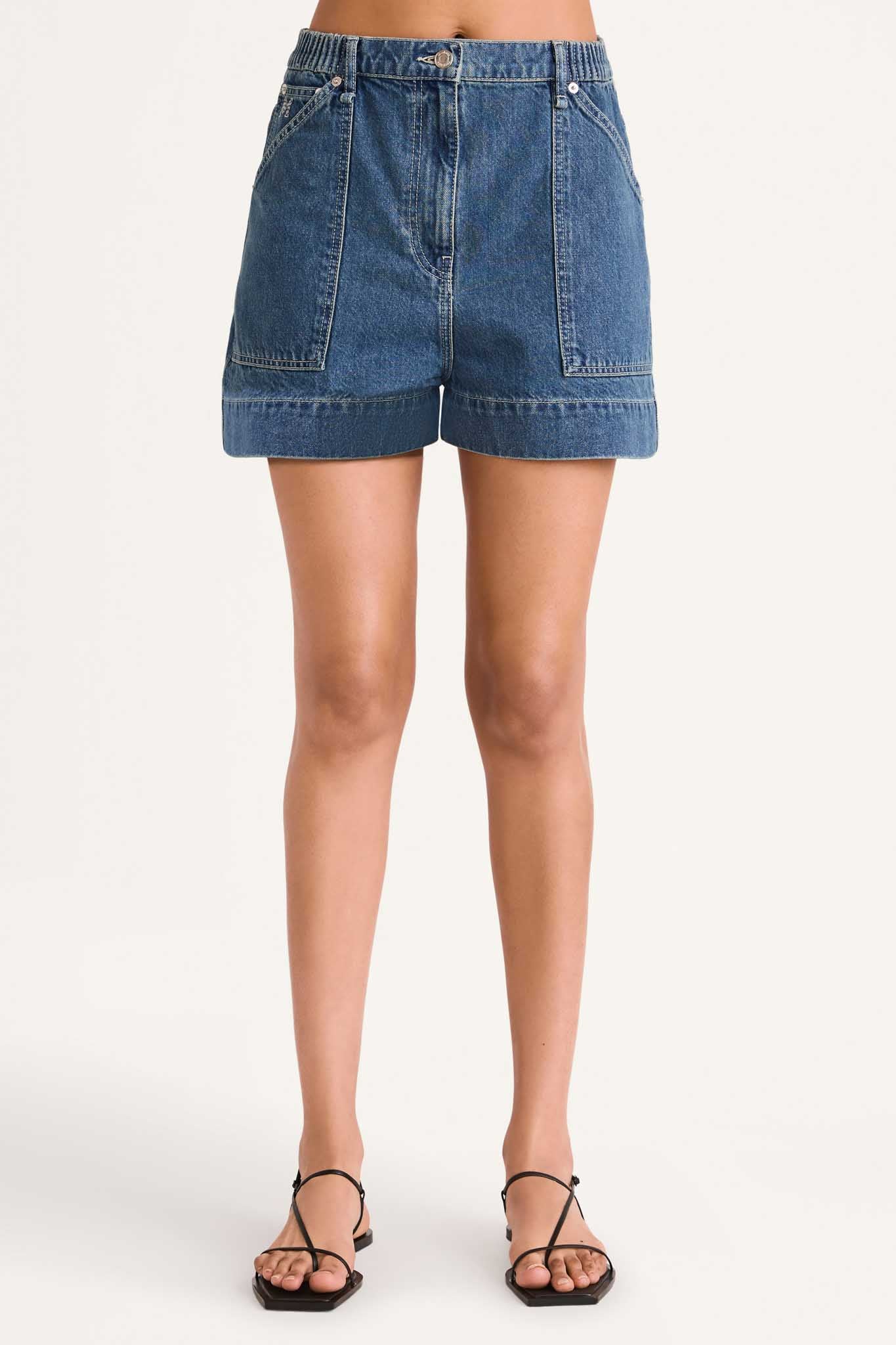 Pollock Denim Short in Mid-Blue Wash