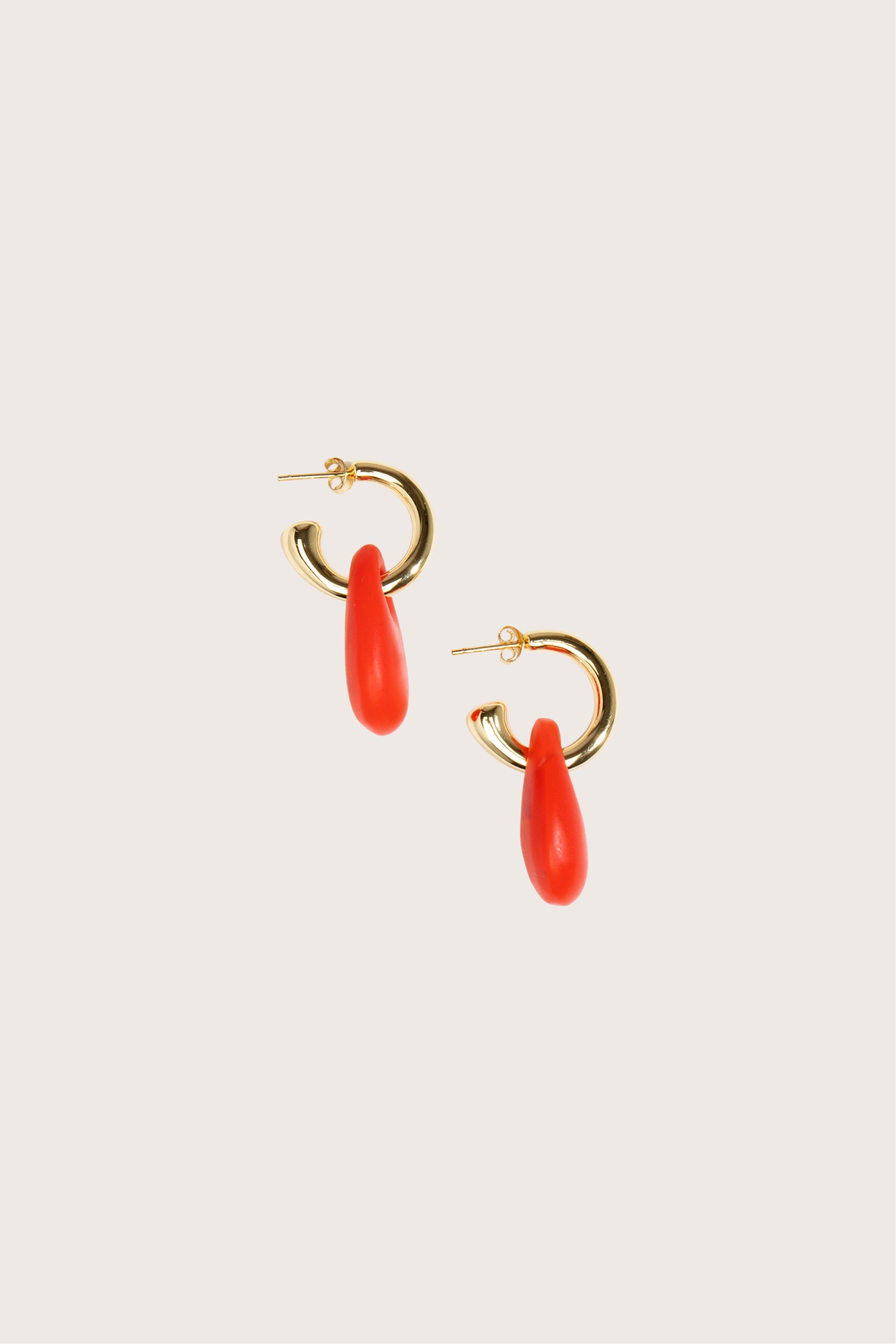 Small Rock Hoop Earrings in Poppy/Brass