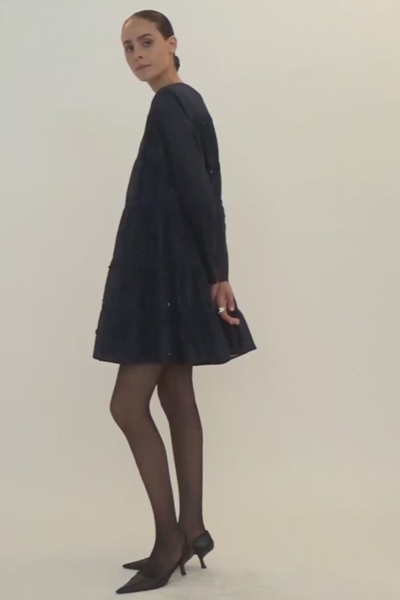 Soliman Embellished Dress in Navy | Merlette