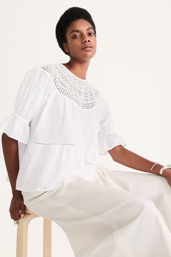 Sol Eyelet Top in Black