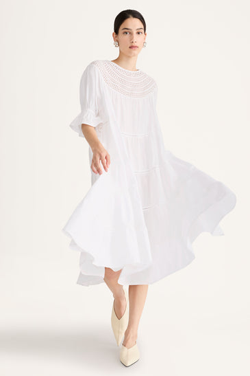 Paradis Eyelet Dress in White