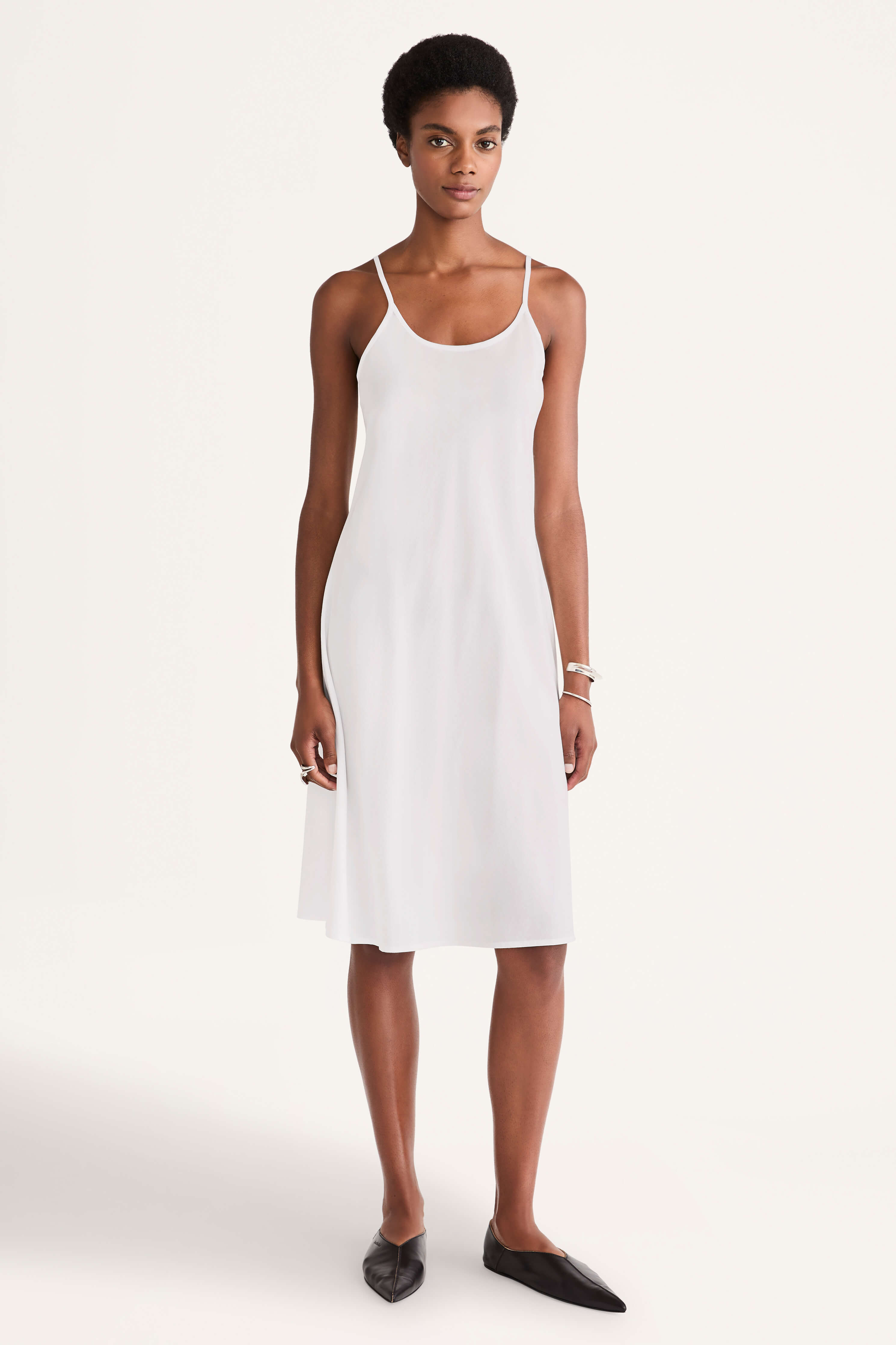 Midi Slip Dress in White