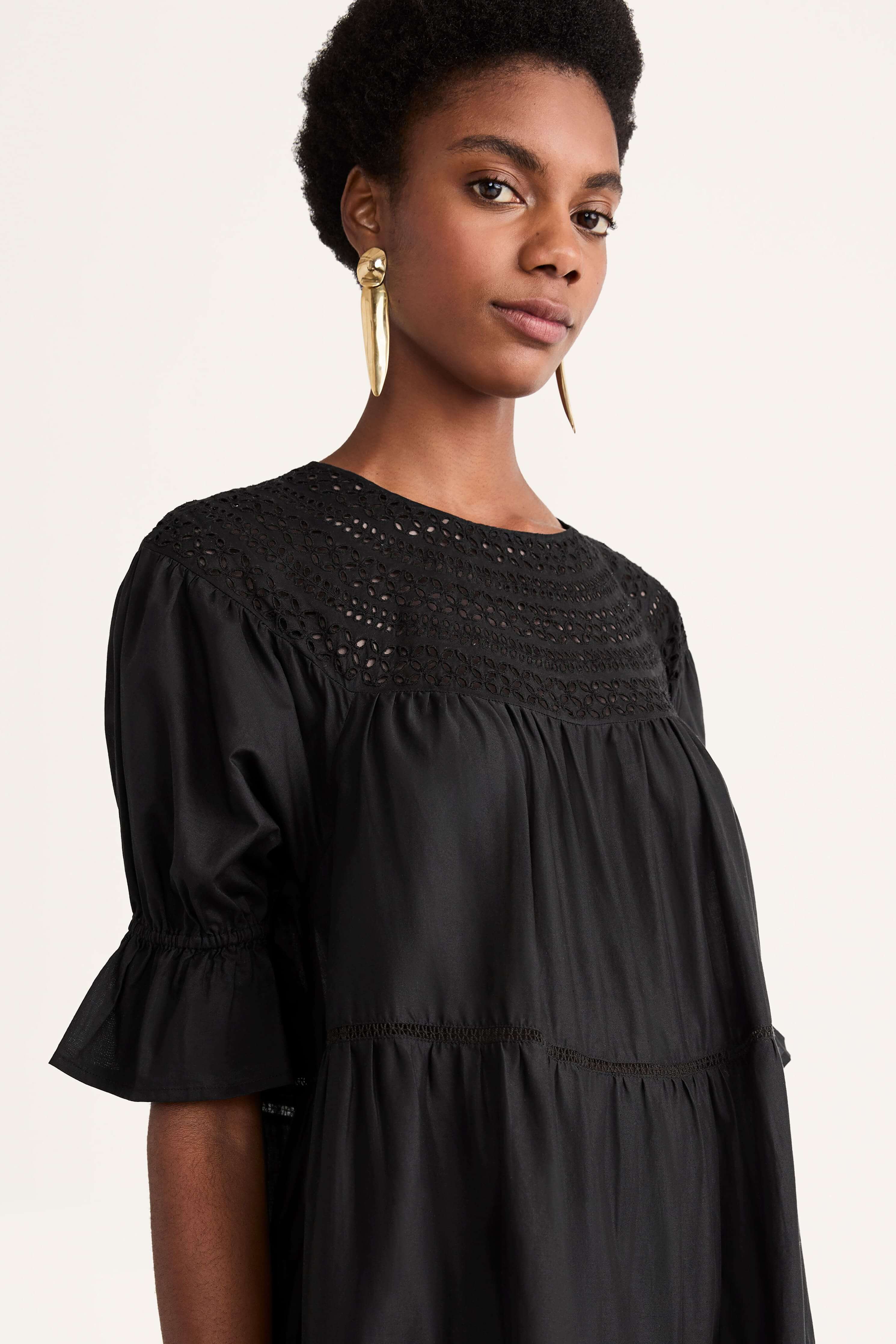 Paradis Eyelet Dress in Black